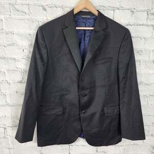 Loro Piana roarke tux wool Blazer Sz 46R black made in italy A18
